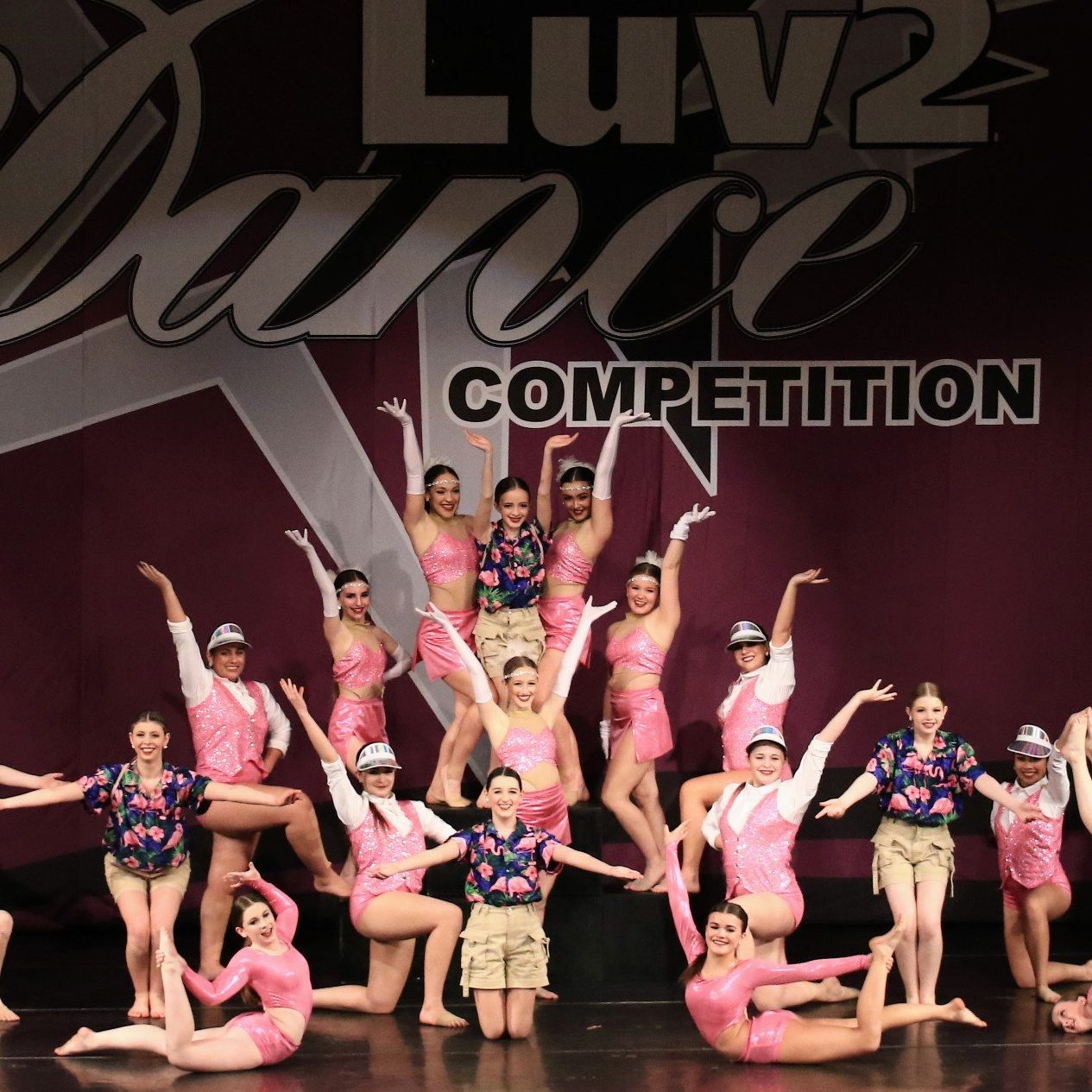 ATJ competitive team 2022 in the ending pose for the production dance number.